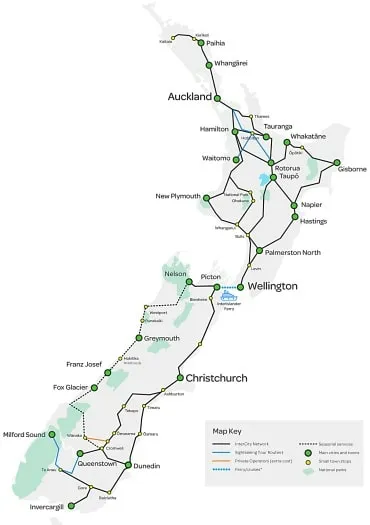 NZインターシティーバス路線網